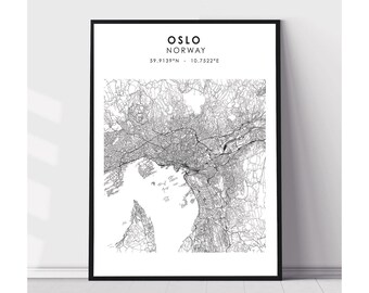 Oslo Map Print | Oslo Norway Map Print | Oslo Norway Map Decor Canvas Print