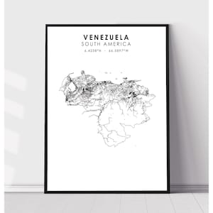| d’impression de la carte du Venezuela | d’impression de la carte du Venezuela Venezuela Carte Décor Canvas Print