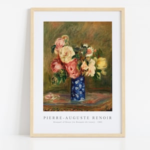 Pierre Auguste Renoir Print Download digitaal bestand, Pierre Auguste Renoir - Boeket rozen 1882 Wall Art, FrameTV Art Download