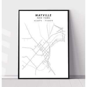 | d’impression de la carte de Mayville Mayville New York Carte Imprimer | Mayville New York Carte Décor Canvas Imprimer