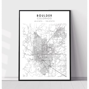 Boulder Map Print | Boulder Colorado Map Print | Boulder Colorado Map Decor Canvas Print