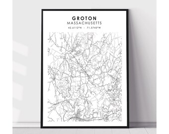 Groton Map Print | Groton Massachusetts Map Print | Groton Massachusetts Map Decor Canvas Print