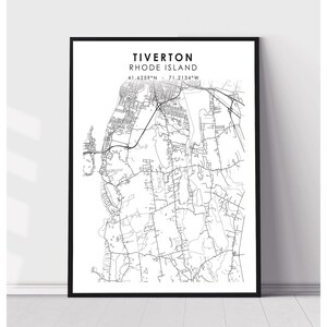 Tiverton Map Print | Tiverton Rhode Island Map Print | Tiverton Rhode Island Map Decor Canvas Print