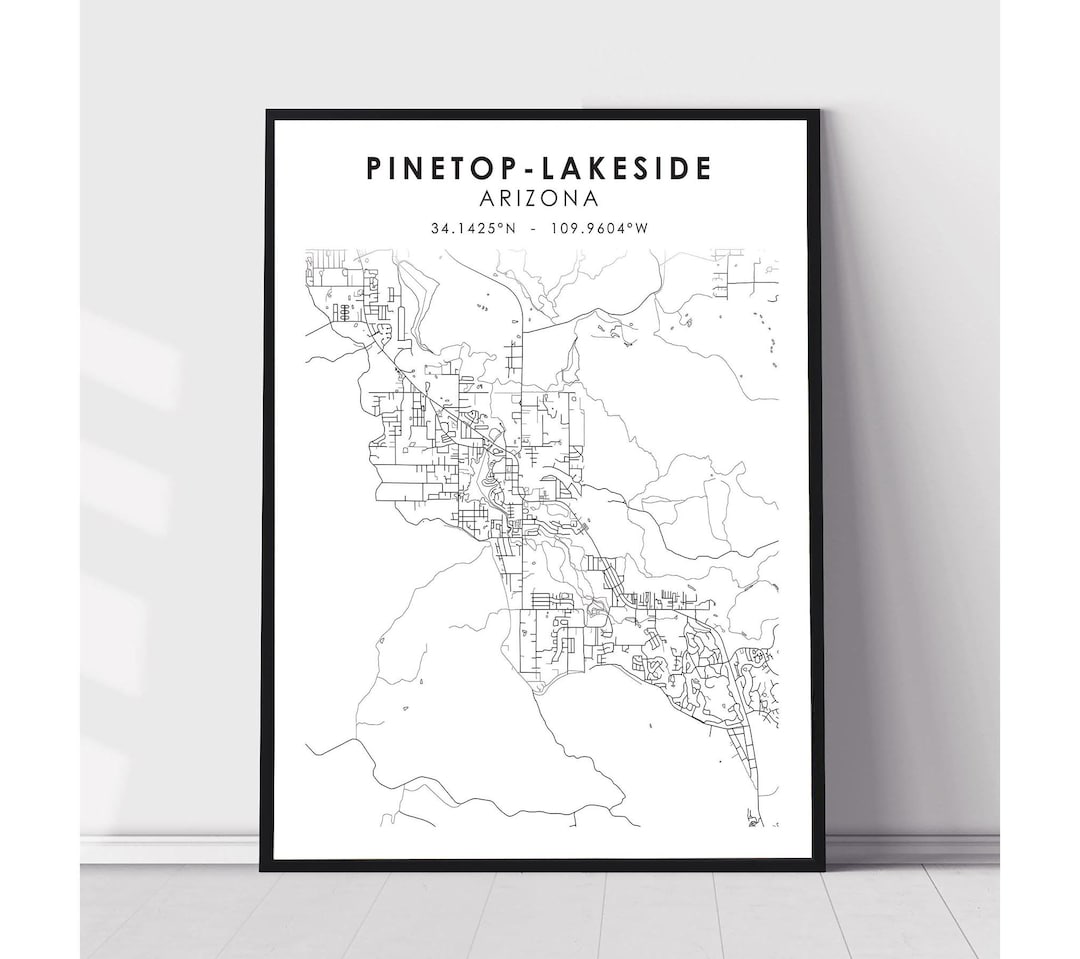 Lakeside Map Print Lakeside Arizona Map Print