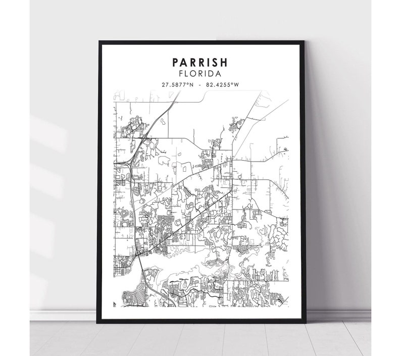 Parrish Map Print Parrish Florida Map Print Parrish Florida Map Decor