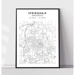 Springdale Map Print | Springdale Arkansas Map Print | Springdale Arkansas Map Decor Canvas Print
