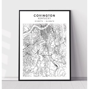Covington Map Print | Covington Kentucky Map Print | Covington Kentucky Map Decor Canvas Print