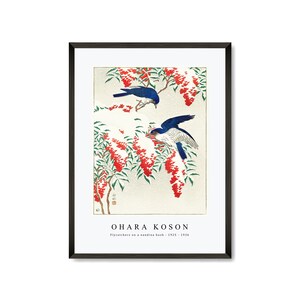Ohara Koson - Flycatchers on a nandina bush (1925 - 1936) by Ohara Koson (1877-1945) | Ohara Koson Wall Art Decor