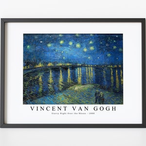 Van Gogh Art Print | Van Gogh Art Canvas | Vincent Van Gogh-Starry Night Over the Rhone 1888 | Van Gogh Wall Art Decor