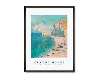 Claude Monet Art Print | Claude Monet Art Canvas | Claude Monet-The Beach and the Falaise d'Amont 1885 | Claude Monet Wall Art Decor