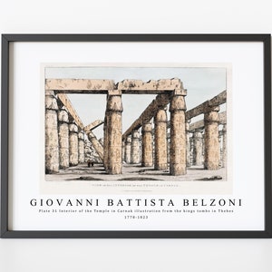 Giovanni Battista Belzoni Art Print | Plate 31 Interior of the Temple in Carnak | Giovanni Battista Belzoni Wall Art Decor