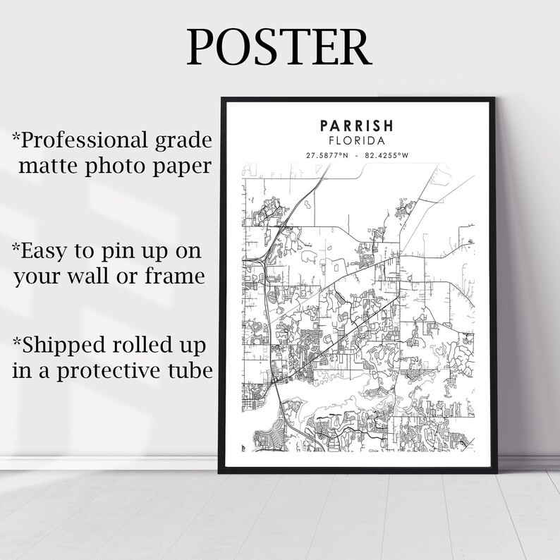 Parrish Map Print Parrish Florida Map Print Parrish Florida Map Decor