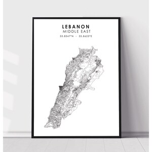 Lebanon Map Print | Lebanon Map Print | Lebanon Map Decor Canvas Print