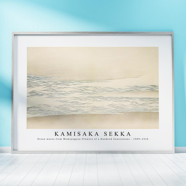 Kamisaka Sekka Print Download Digital File - Ocean waves from Momoyogusa (ca. 1909–1910) Wall Art, Frame TV Art Prints, Wall Decor, Download