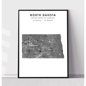 North Dakota Map Print | North Dakota Map Print | North Dakota Map Decor Canvas Print