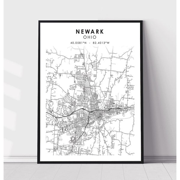 Newark Map Print | Newark Ohio Map Print | Newark Ohio Map Decor Canvas Print