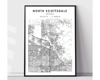 North Scottsdale Map Print | North Scottsdale Arizona Map Print | North Scottsdale Arizona Map Decor Canvas Print