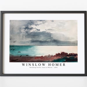 Winslow Homer Art Print | Breaking Storm, Coast of Maine 1894 | Winslow Homer Wall Art Decor