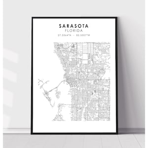Sarasota Map Print | Sarasota Florida Map Print | Sarasota Florida Map Decor Canvas Print