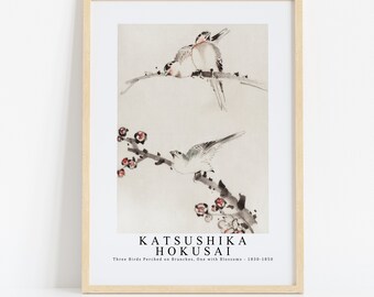 葛飾北斎 – 神秘的な仏教鳥カリョビンガ (1833) – 絵画写真ポスター