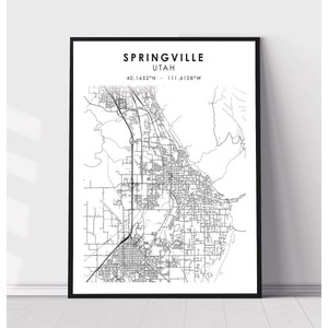 Springville City Map Print | Springville Utah Map Print | Springville Utah Map Decor Canvas Print