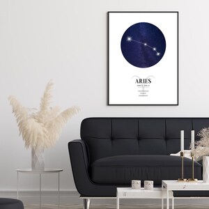 Aries Zodiac Print | Aries Horoscope Star Map | Aries Star Sign | Aries Astrology Sign Print | Aries Constellation Print image 4