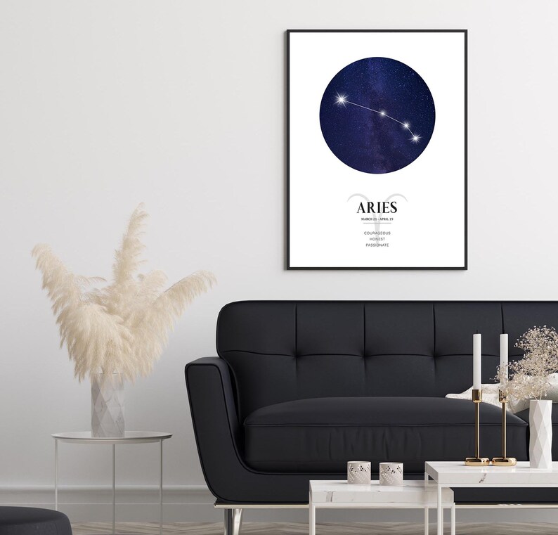 Aries Zodiac Print | Aries Horoscope Star Map | Aries Star Sign | Aries Astrology Sign Print | Aries Constellation Print image 4