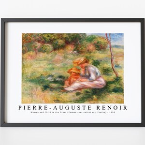 Pierre Auguste Renoir Art Print | Woman and Child in the Grass (Femme avec enfant sur l&#39;herbe) 1898 | Pierre Auguste Renoir Wall Art Decor