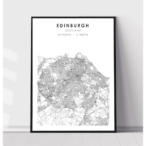 Carte de la ville d’Édimbourg | d’impression | d’impression de la carte d’Édimbourg en Écosse Édimbourg Écosse Carte Décor Impression de toile