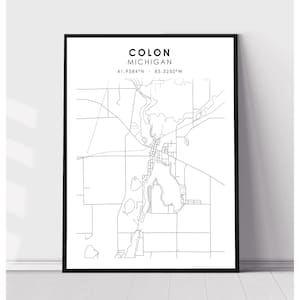 Colon Map Print | Colon Michigan Map Print | Colon Michigan Map Decor Canvas Print