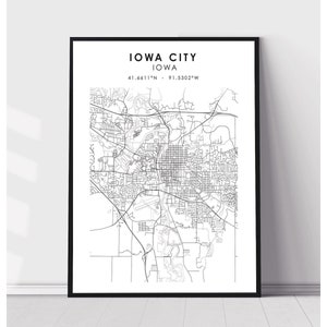 Iowa City Map Print | Iowa City Iowa Map Print | Iowa City Iowa Map Decor Canvas Print