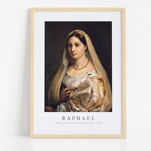 Raphael Print Download Digital File, Raphael -  Woman with a veil (La Donna Velata) 1516 Wall Art, FrameTV Art Prints Monet Download Print