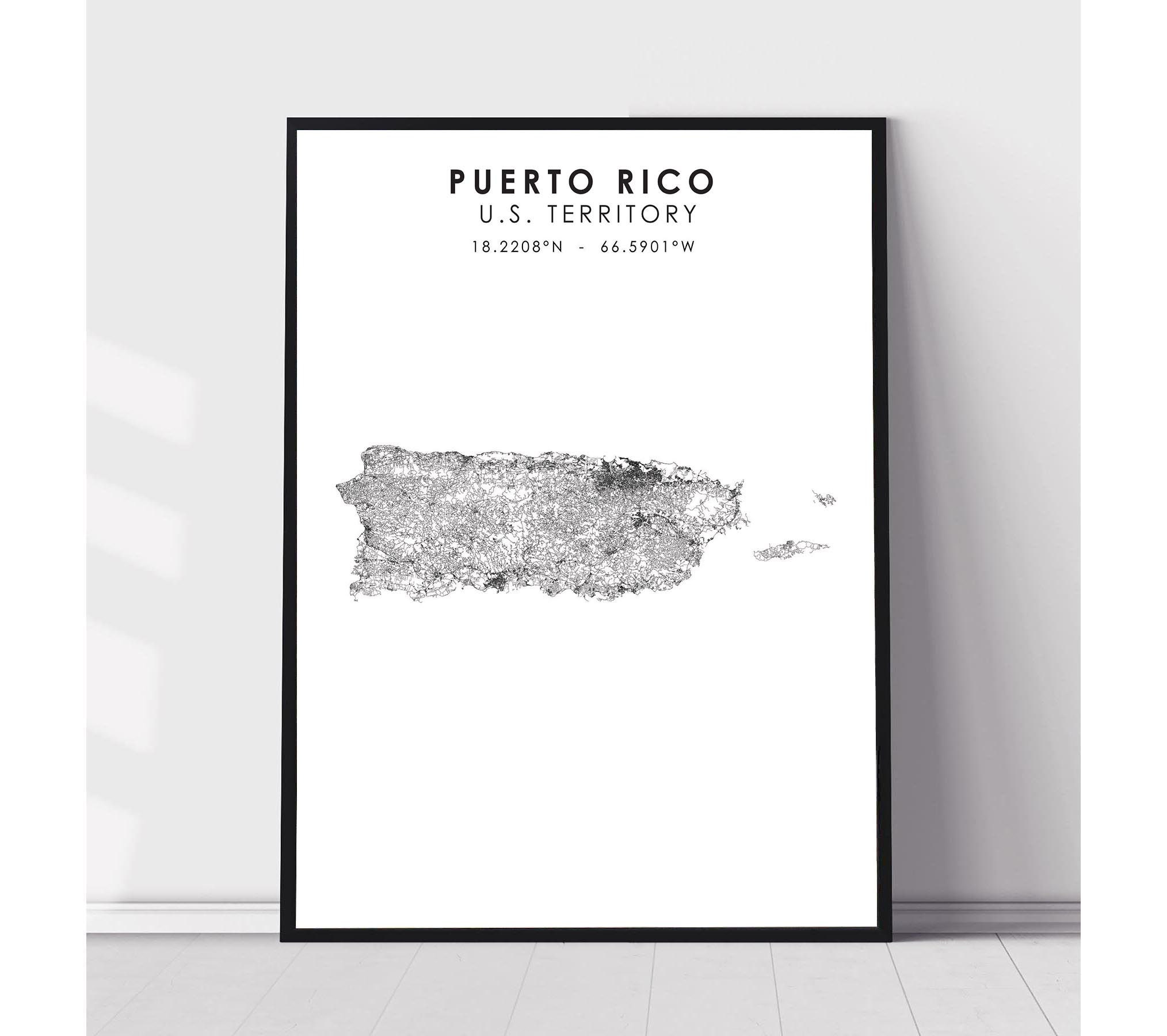 Puerto Rico Map Print | Puerto Rico Map Print | Puerto Rico Map Decor ...