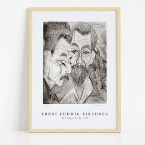 Ernst Ludwig Kirchner Print Download Digital File, Ernst Ludwig Kirchner - Two Peasant Heads 1920 Wall Art, FrameTV Art Download