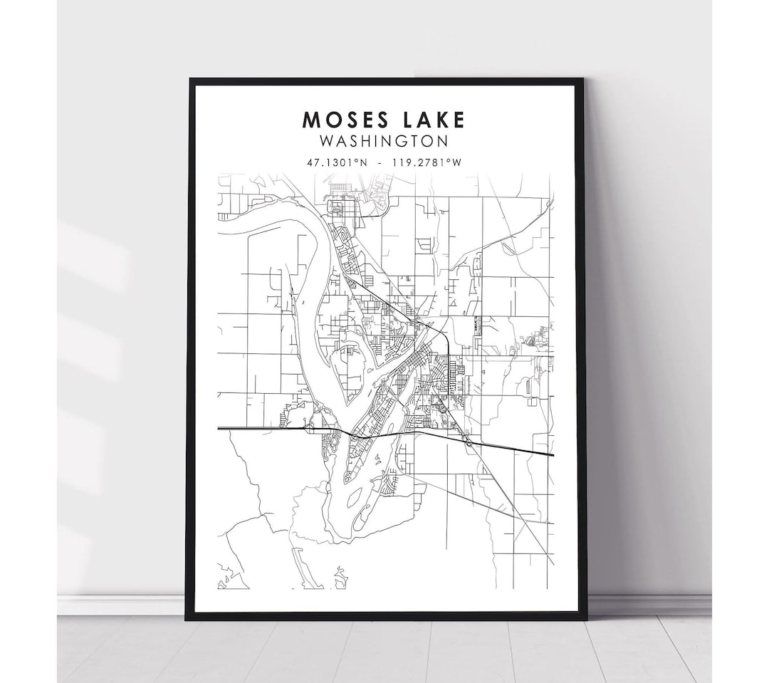 Moses Lake Map Print Moses Lake Washington Map Print Moses Lake