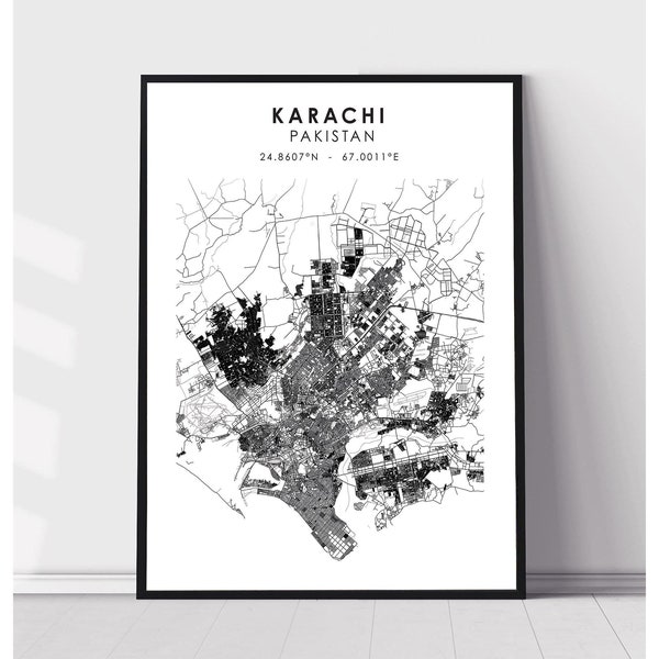 Karachi Map Print | Karachi Pakistan Map Print | Karachi Pakistan Map Decor Canvas Print