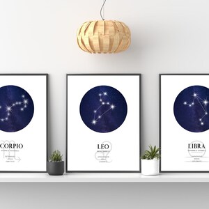 Leo Zodiac Print | Leo Horoscope Star Map | Leo Star Sign | Leo Astrology Sign Print | Leo Constellation Print bild 3