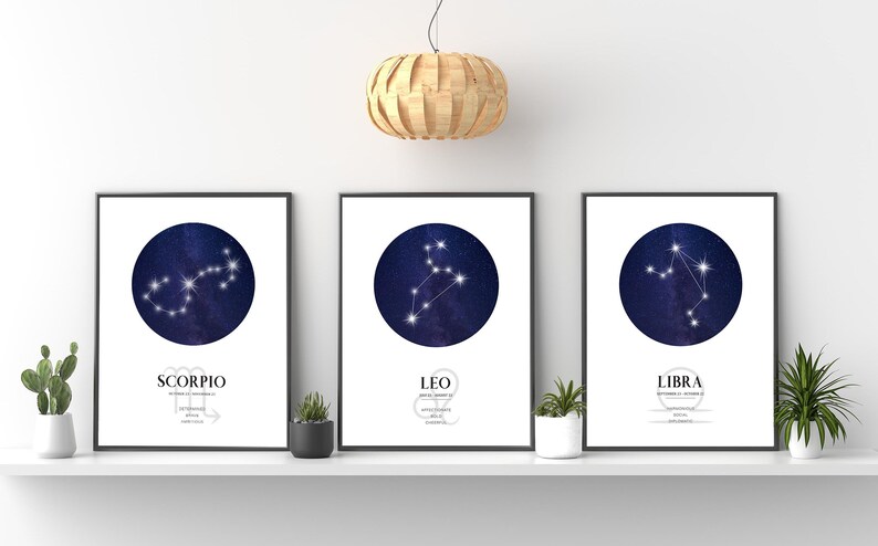 Leo Zodiac Print | Leo Horoscope Star Map | Leo Star Sign | Leo Astrology Sign Print | Leo Constellation Print bild 3