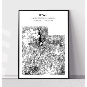 Utah Map Print | Utah Map Print | Utah Map Decor Canvas Print