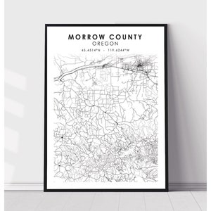 Morrow County Map Print | Morrow County Oregon Map Print | Morrow County Oregon Map Decor Canvas Print