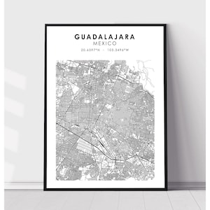 Guadalajara Map Print | Guadalajara Mexico Map Print | Guadalajara Mexico Map Decor Canvas Print