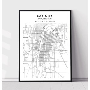 Bay City City Map Print | Bay City Michigan Map Print | Bay City Michigan Map Decor Canvas Print
