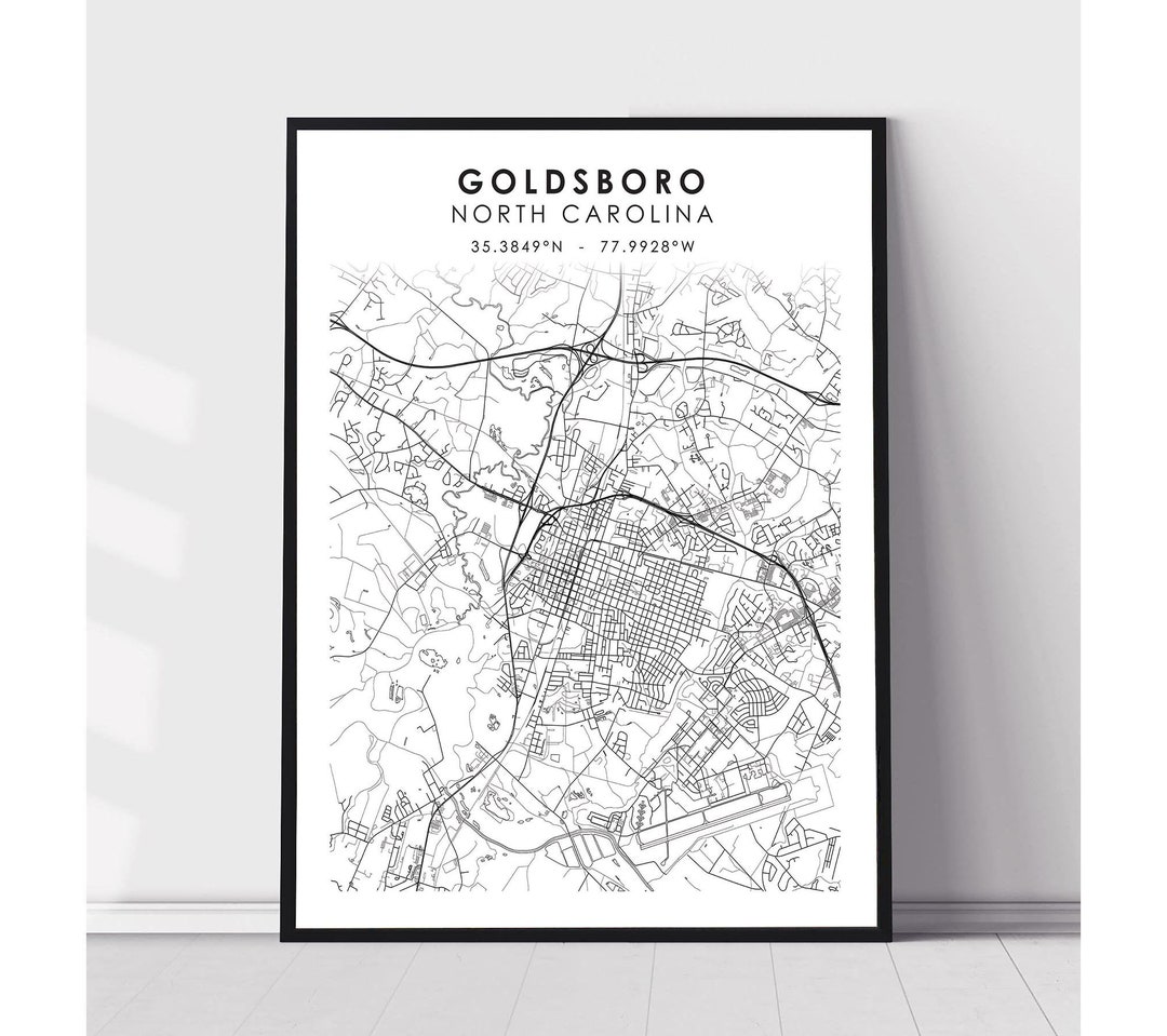 Goldsboro Map Print Goldsboro North Carolina Map Print Goldsboro North