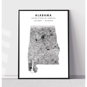 Alabama  Map Print | Alabama US Map Print | Alabama US Map Decor Canvas Print