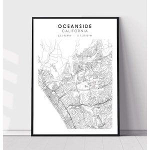 Oceanside Map Print | Oceanside California Map Print | Oceanside California Map Decor Canvas Print