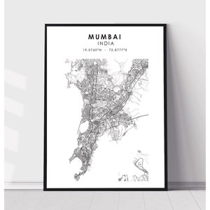 Mumbai Map Print | Mumbai India Map Print | Mumbai India Map Decor Canvas Print