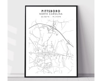 Pittsboro Map Print | Pittsboro North Carolina Map Print | Pittsboro North Carolina Map Decor Canvas Print