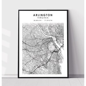 Arlington City Map Print | Arlington Virginia Map Print | Arlington Virginia Map Decor Canvas Print