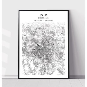 Lviv City Map Print | Lviv Ukraine Map Print | Lviv Ukraine Map Decor Canvas Print