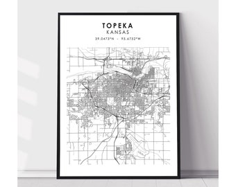 Topeka Map Print | Topeka Kansas Map Print | Topeka Kansas Map Decor Canvas Print